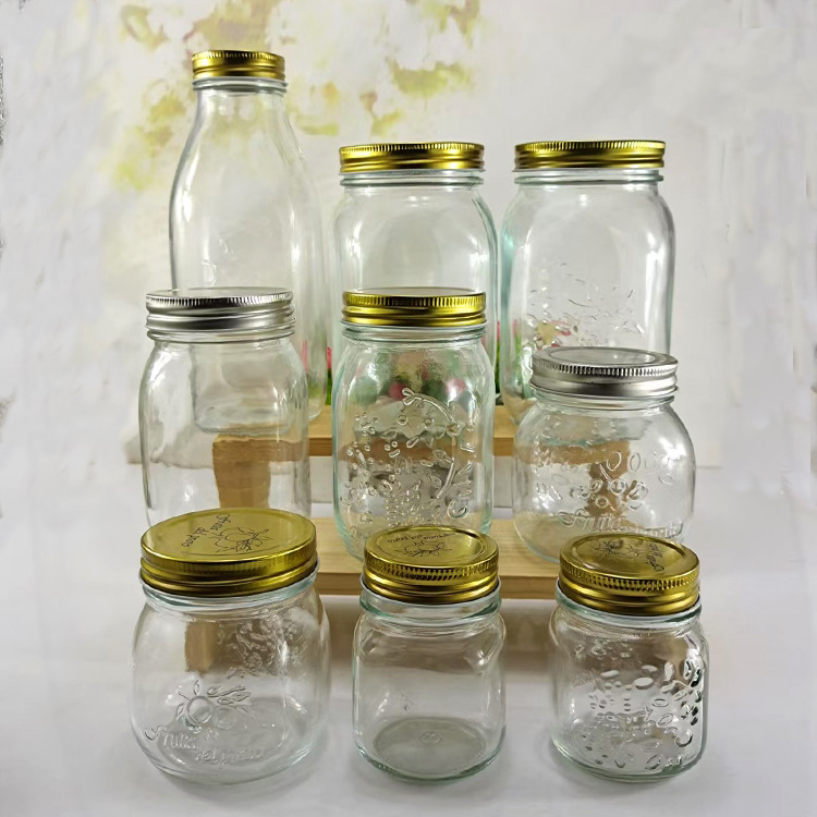 厂家直销300ml雕花蜂蜜瓶玻璃瓶果酱瓶现炖瓶沙拉玻璃瓶梅森瓶