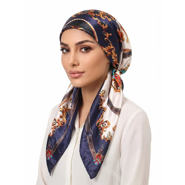 Cross-Border Exclusive Supply of Satin Paisley Print Headscarf Hat, Imitation Silk Sweatband Head Wrap, Women's Fashionable Sun Protection Headscarf