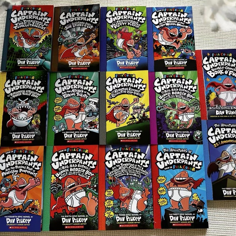 Captain Underpants 14 Volumes of Full-Color High-Quality High-Definition Comic Story Books