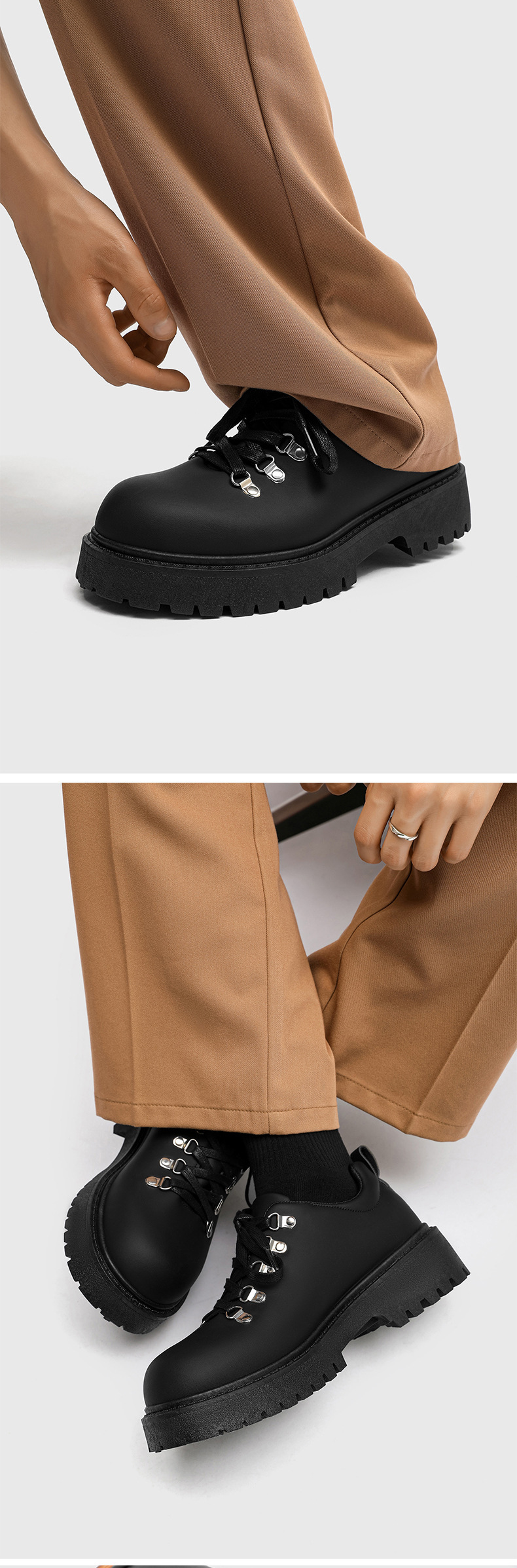 ShoeVault Autunno Nuovo di Nicchia Suola Spessa Pelle Opaca Per Uomo Punta Rotonda Derby Aumento Altezza Stile Britannico Lavoro Trendy Uomo_voghion.com