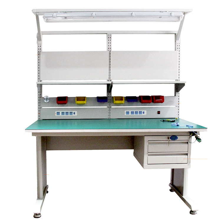 防静电工厂用组装焊接吊二抽带灯架 工作台电子多功能多工位