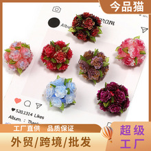 新款重工花朵串珠时尚树脂DIY钻球圆珠跨境轻奢手工陶泥串珠散珠