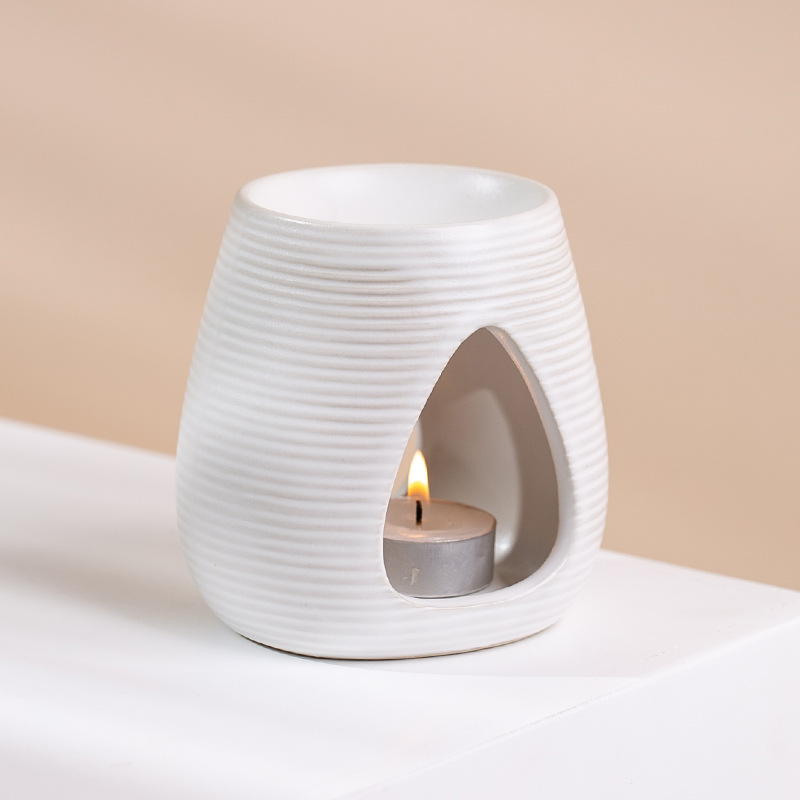 Quemador de incienso de cerámica lámpara de aromaterapia de velas de interior Quemador de incienso de hogar blanco dormitorio romántico anti-seco quema lámpara de aceite esencial