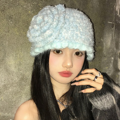 甜美百搭保暖手工编织包头帽子女秋冬民族风毛线帽复古文艺针织帽