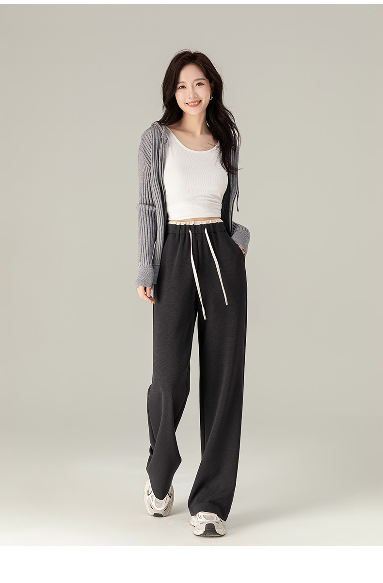 Quần thể thao ống rộng cạp cao dáng suông nữ chất Acetate Tencel mềm mại — Màu trắng be chi tiết 26