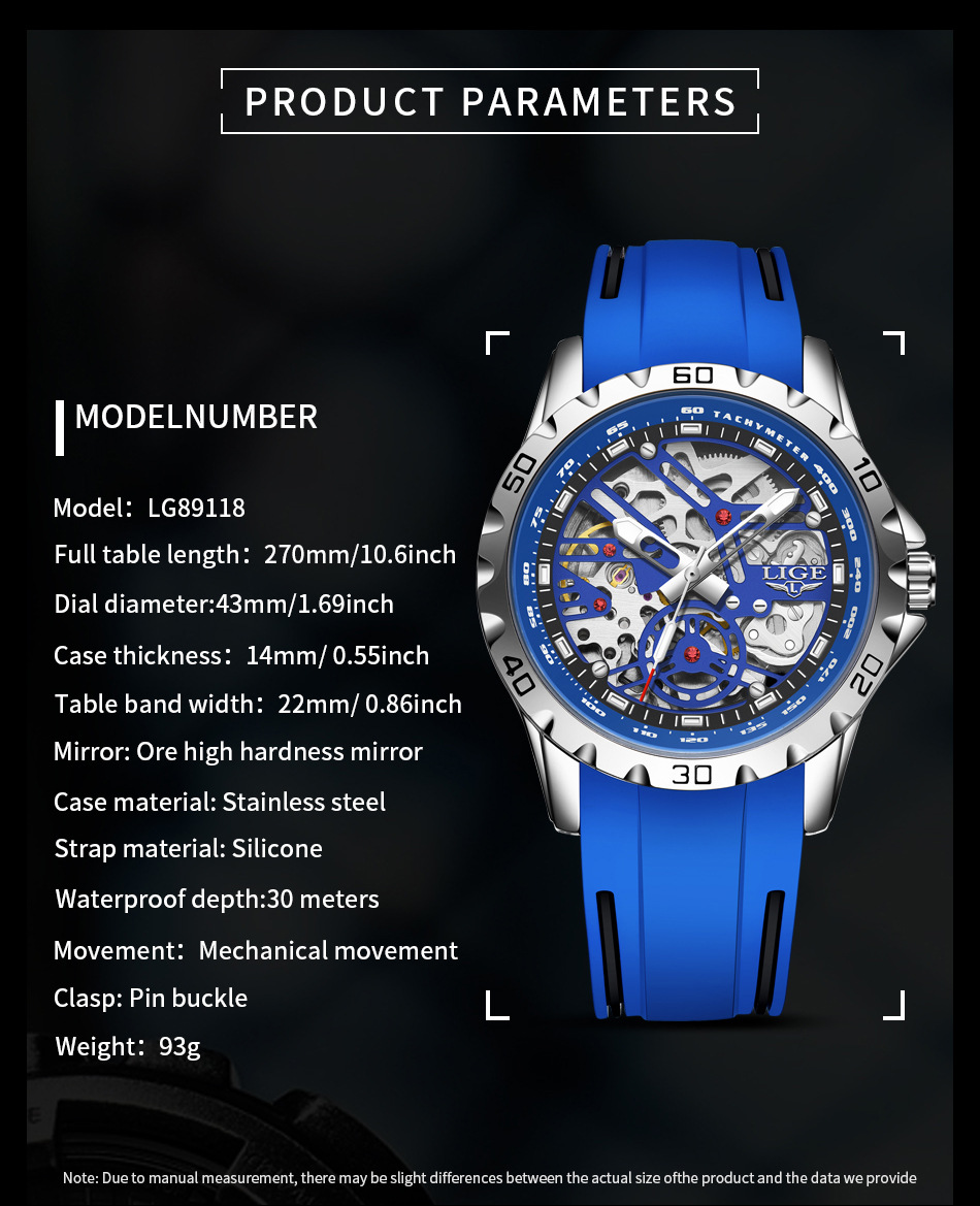 Men's Automatic Mechanical Watch Skeleton Luminous Waterproof_voghion.com
