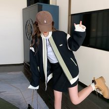 今年流行撞色棒球服外套女2024春秋新款时尚休闲运动风机车服夹克