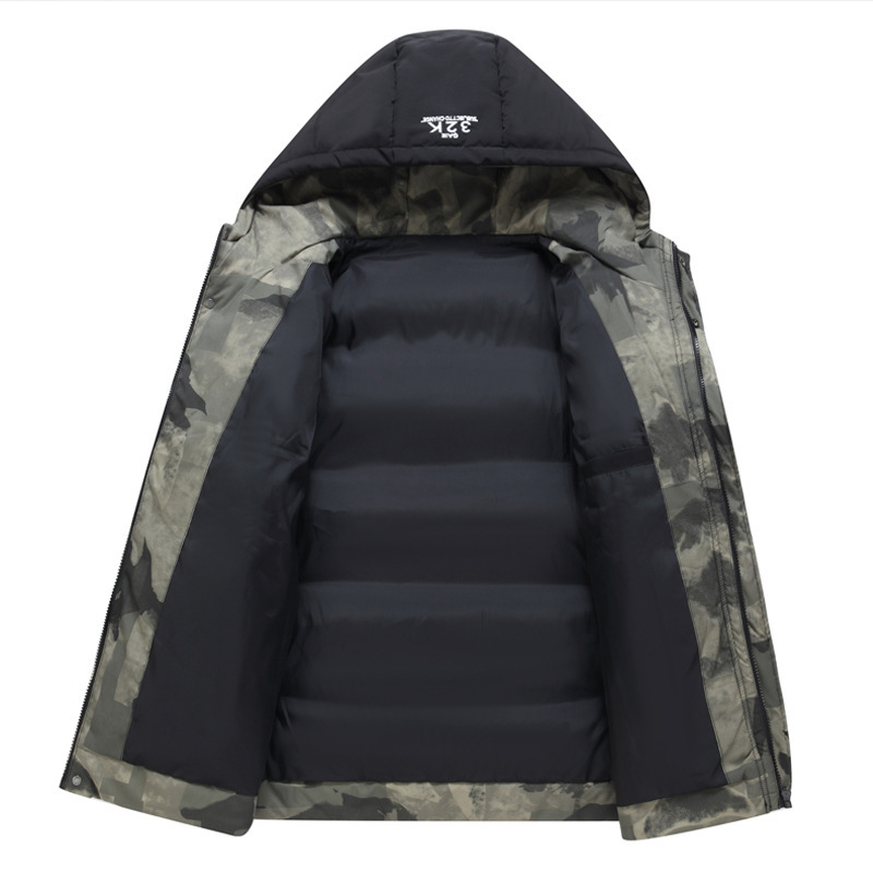 Men's Winter Hooded Padded Jacket - Lightweight Quilted Coat With Zip Closure, Stylish Casual Outerwear For Cold Weather (Black, Light Blue, Khaki)_voghion.com