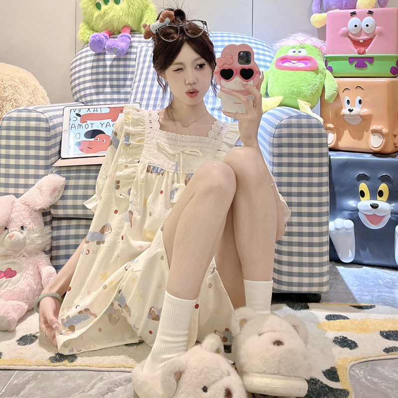 2025年新款睡衣女款夏季短袖薄款云朵棉花边公主风夏天女士家居服
