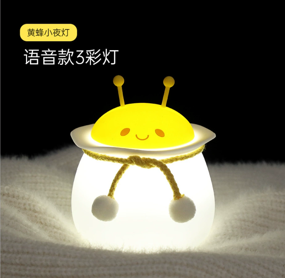  Cartoon creative silicone night light USB charging LED colorful voice-controlled silicone atmosphere pat light mini
