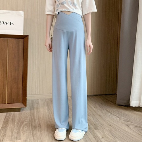 Maternity pants for summer outerwear thin low-waisted casual loose wide-leg pants anti-mosquito trousers summer wear adjustable large size