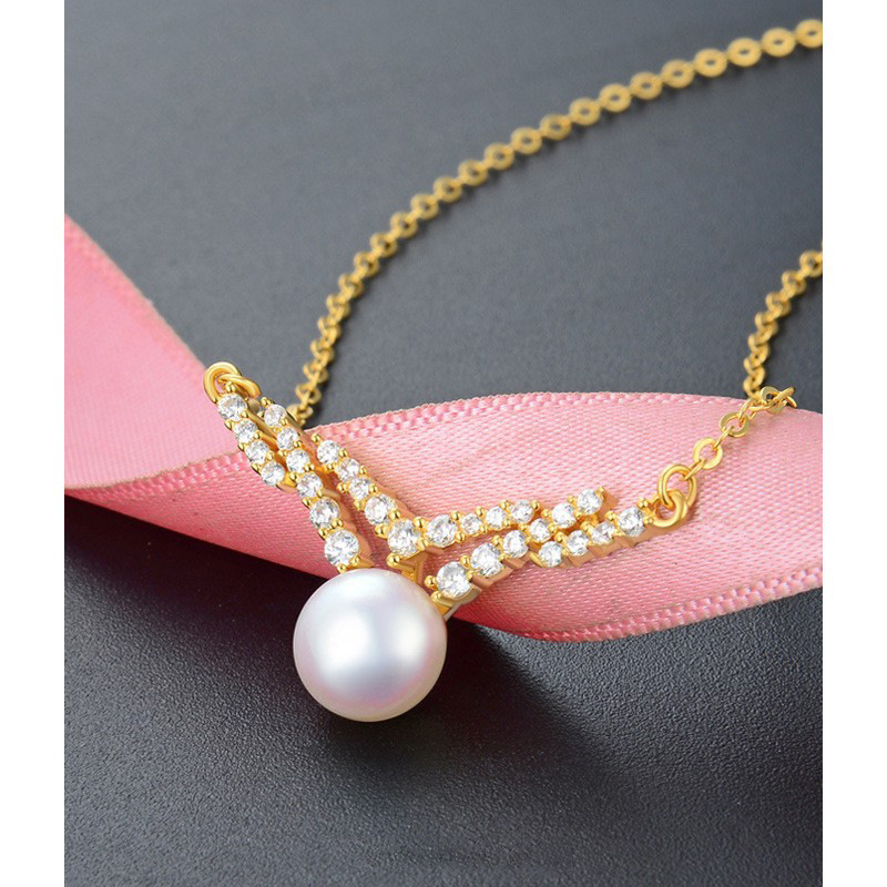 S925 plata esterlina collar de perlas de agua dulce moda ligera lujo personalidad collar de cadena clavícula al por mayor