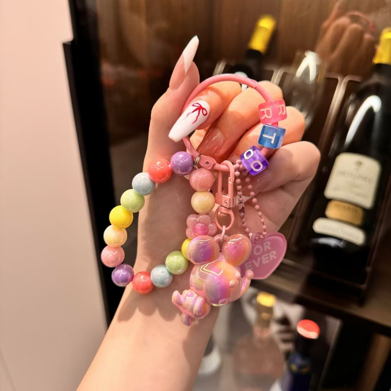 Acrílico galvanizado Mickey Mouse colgante llavero colgante colorido beaded pulsera mochila colgante decoración regalo