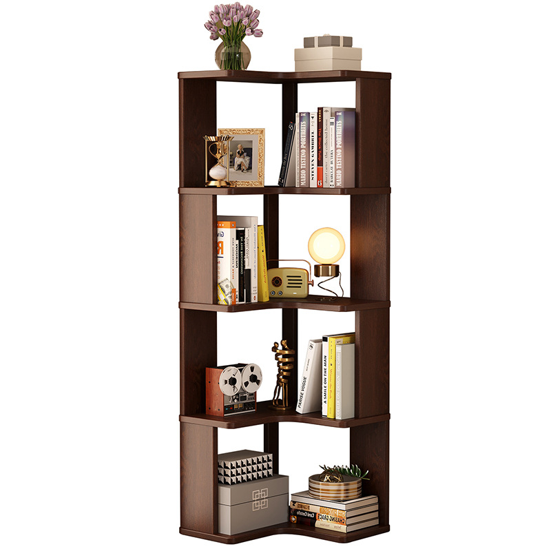 Estantería de esquina estante de piso de múltiples capas de gran capacidad estantería de pared sala de estar gabinete de esquina pequeño soporte de exhibición de almacenamiento de lectura