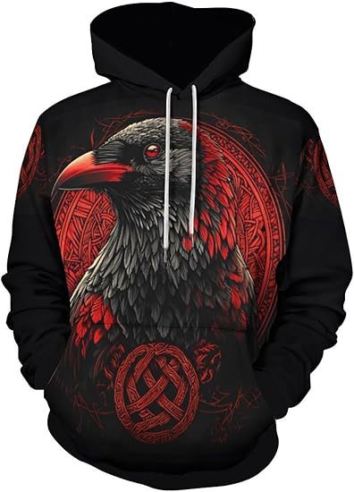 Sweat à capuche imprimé numérique 3D pour homme, avec transfert thermique et motif aigle tridimensionnel._voghion.com