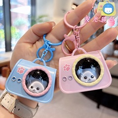 国境を越えてかわいい発光子猫携帯猫バッグキーホルダーハンドバッグペットバックパックストラップカップルプレゼントアクセサリー