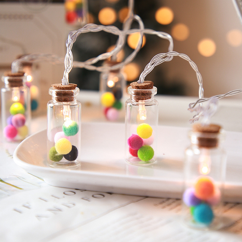 Nueva transfronteriza LED deseando botella de luz decorativa de Navidad caja de batería ins chica corazón foto accesorios en stock al por mayor