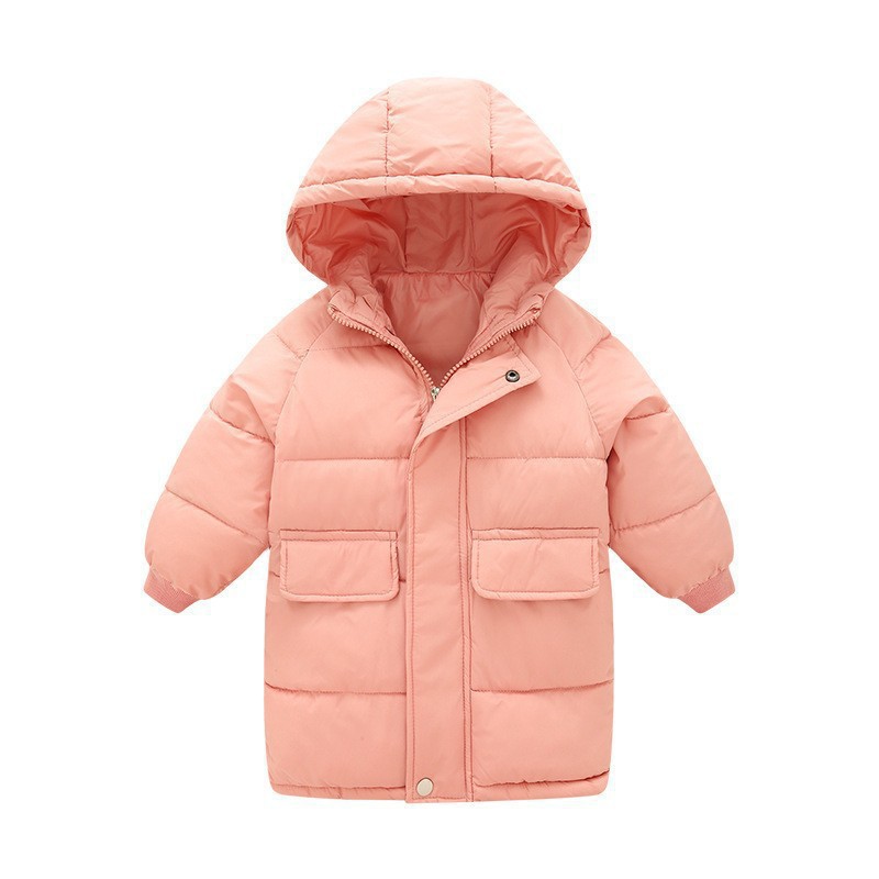 Abrigo acolchado de algodón para bebés Chaqueta de plumas para niños de estilo occidental engrosada para niños de media longitud para niños sobre la rodilla Chaqueta de plumas para niños medianos y grandes para niñas