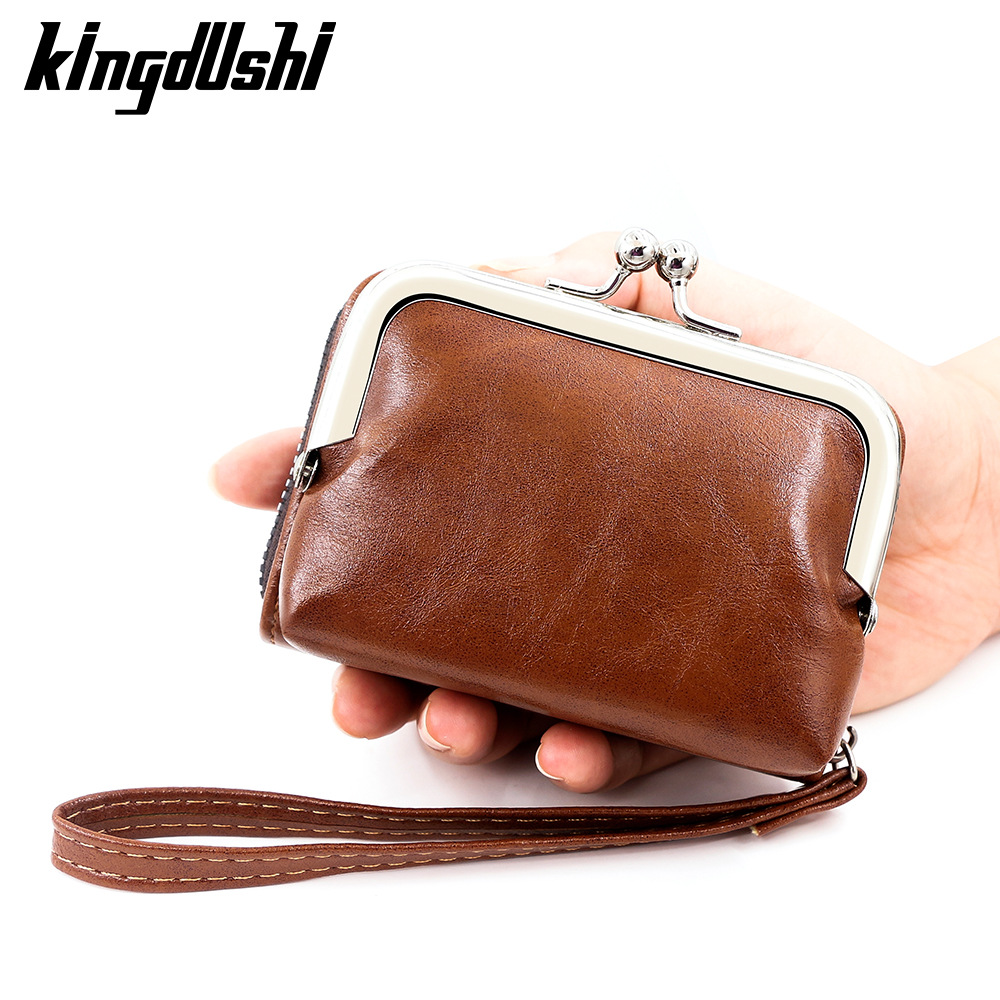Kingdushi nueva moda bolso de tarjeta de cambio bolso de mujer transfronterizo con hebilla monedero con cremallera de 4 pulgadas bolso de mano