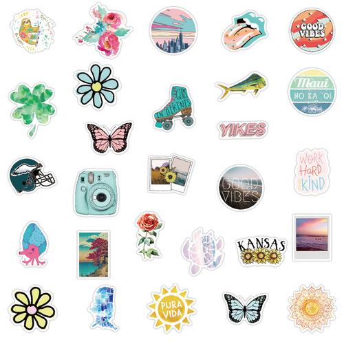 200 pieces of new style small fresh personalized graffiti stickers notebook skateboard suitcase waterproof stickers can be wholesaled