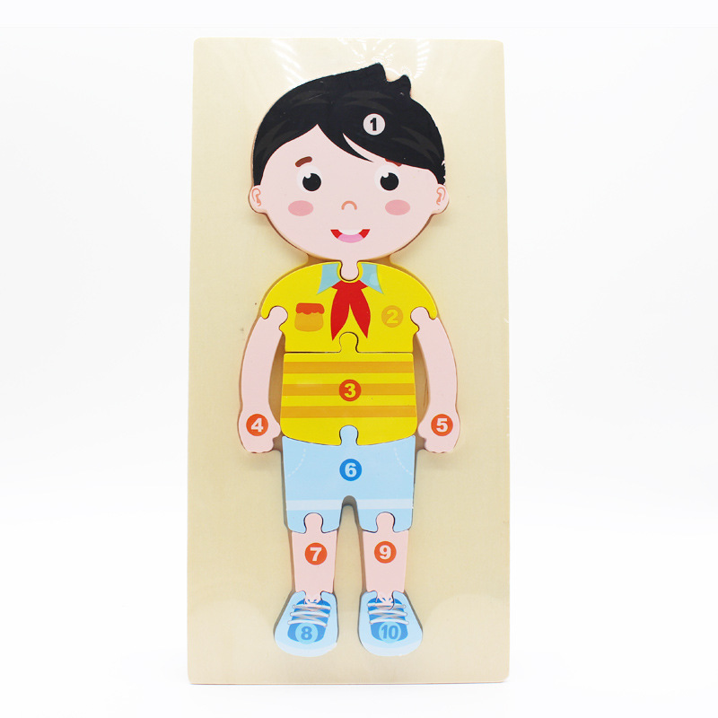 Rompecabezas tridimensional de madera 3D bloques de construcción rompecabezas de dinosaurio de juguete educación temprana animal piezas grandes de herramientas de transporte niños cognitivos