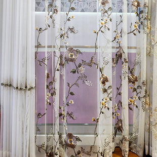 Luxurious and Elegant Embroidery 3m High Window Sheer Bedroom Curtains Vintage American High-End Chinese Style Curtains and Sheer Curtains
