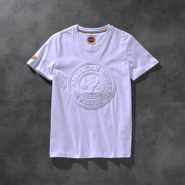 Air-rainbow American retro minimalist three-dimensional framed men's round-neck short-sleeved T-shirt half-sleeve AR804 30