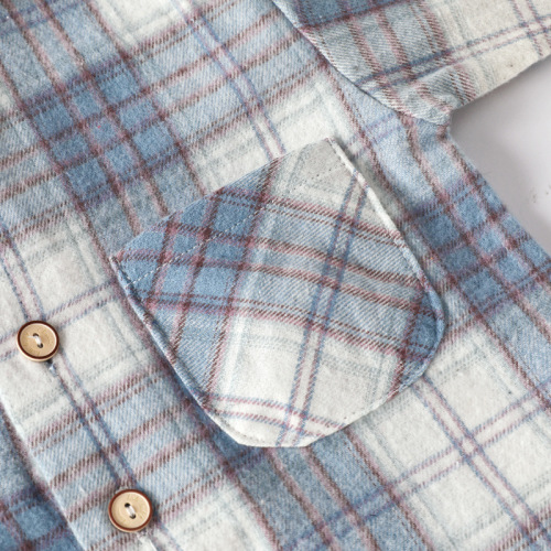 New boys plaid shirt autumn clothes girls Korean version long-sleeved top lapel base shirt cotton cardigan spot stock