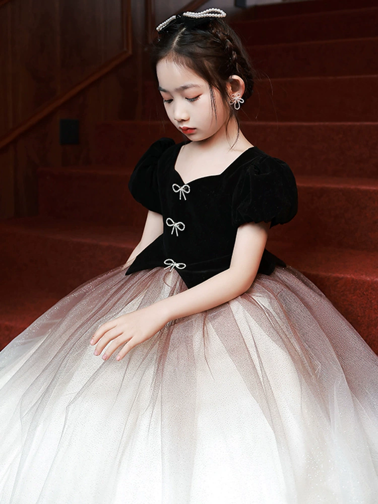 Платье для девочек, платье принцессы, пышное платье в стиле Хепберн, костюм для выступлений на пианино, летний наряд для девочек-цветочниц и ведущих детских мероприятий