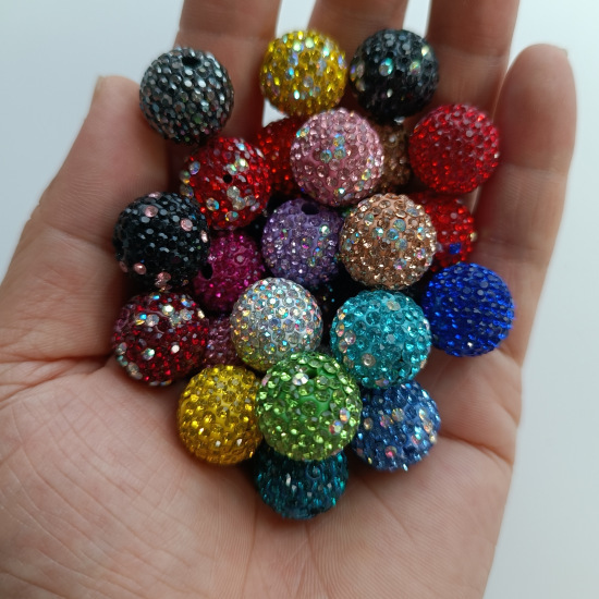 10 16mm Diamond Ball Straight Hole Ab Soft Clay Shambhala Beads Gypsophila 6 Rows of Loose Bead Bracelet White Purple O453