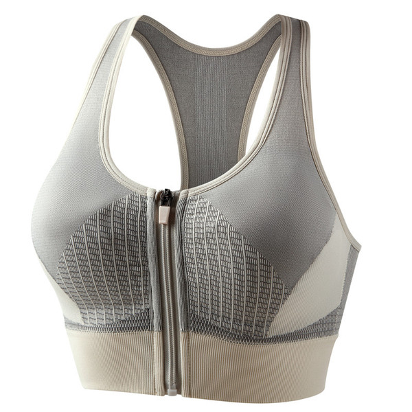 Colored high strength shockproof sports bra with zipper