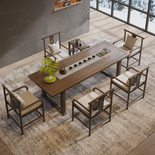 New Chinese-Style Solid Wood Tea Table for Living Room, Suitable for Tea Ceremony, Office Reception Area, and Meeting Tea Table for Discussions