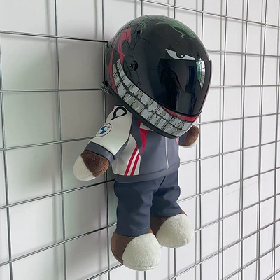 Motosiklet dəbilqələri, trunk decoration rally bear - height-28cm-fluffy-bear-m-black-clown-upgraded-internal-buckle