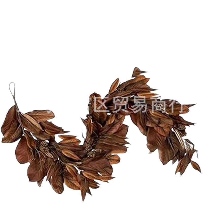 跨境热销Brown Magnolia Leaf Garland棕色木兰叶花环圣诞节花环|undefined