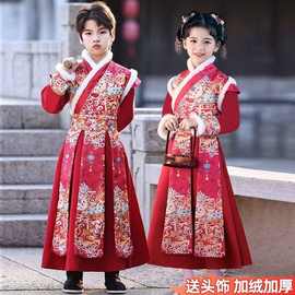 儿童汉服男童拜年服女童2025新款中国风唐装冬季红色古装过年服男
