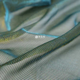 F半透明闪光镭射幻彩渐变彩色透视玻璃纱网纱布料礼服设计师面料B