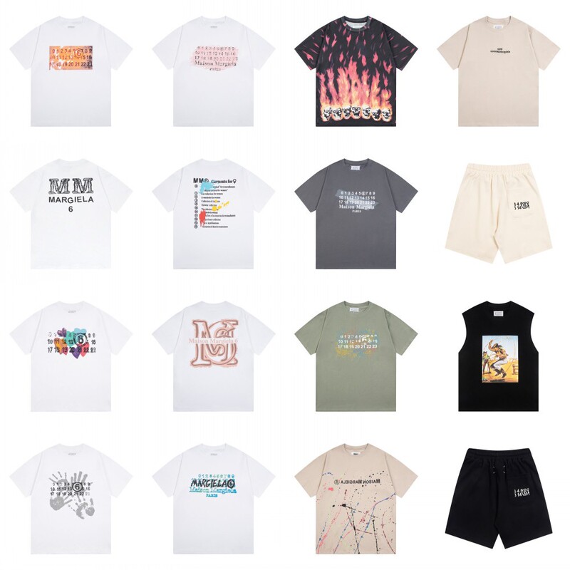 Maison Margiela Pattern Round Neck Men's and Women's Trendy Short-Sleeved t