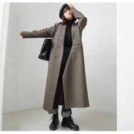 跨境女装2025秋季新款英伦复古中长款西装显瘦韩版OL时尚气质外套