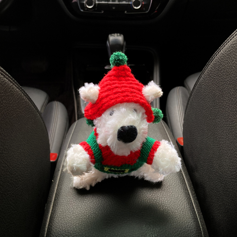 [Edición especial de Navidad] Decoración de coche de West Highland, accesorios de coche, pantalla de control central, decoración de pantalla de muñeca de fiesta