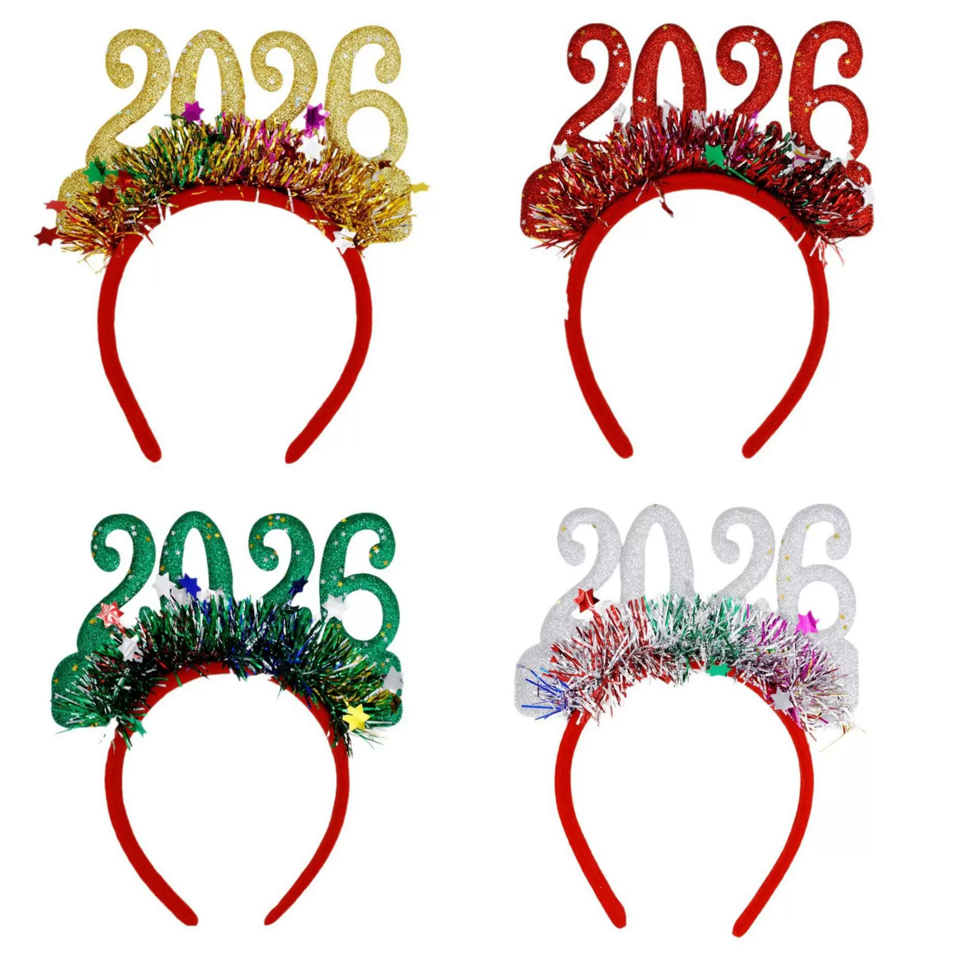 跨境亚马逊2026新年发箍跨年活动派对圣诞酒吧拍照头箍装扮头饰