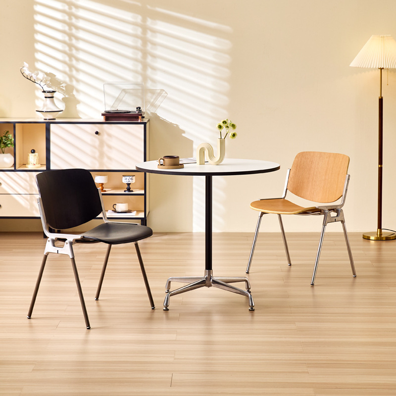 Kast Dining Chair Bauhaus Solid Wood Backrest Chair Aluminum Alloy Stool Restaurant Cafe Chair Wabi-Sabi Style Dining Chair
