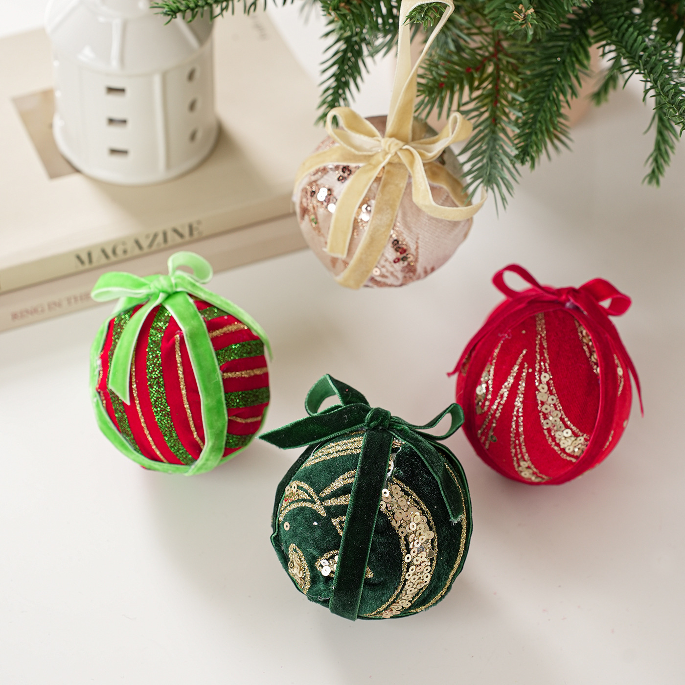 Tela transfronteriza bola de Navidad bola de paleta polvo adhesivo decoración del árbol de Navidad decoración de la atmósfera de vacaciones decoración de colgante image 1