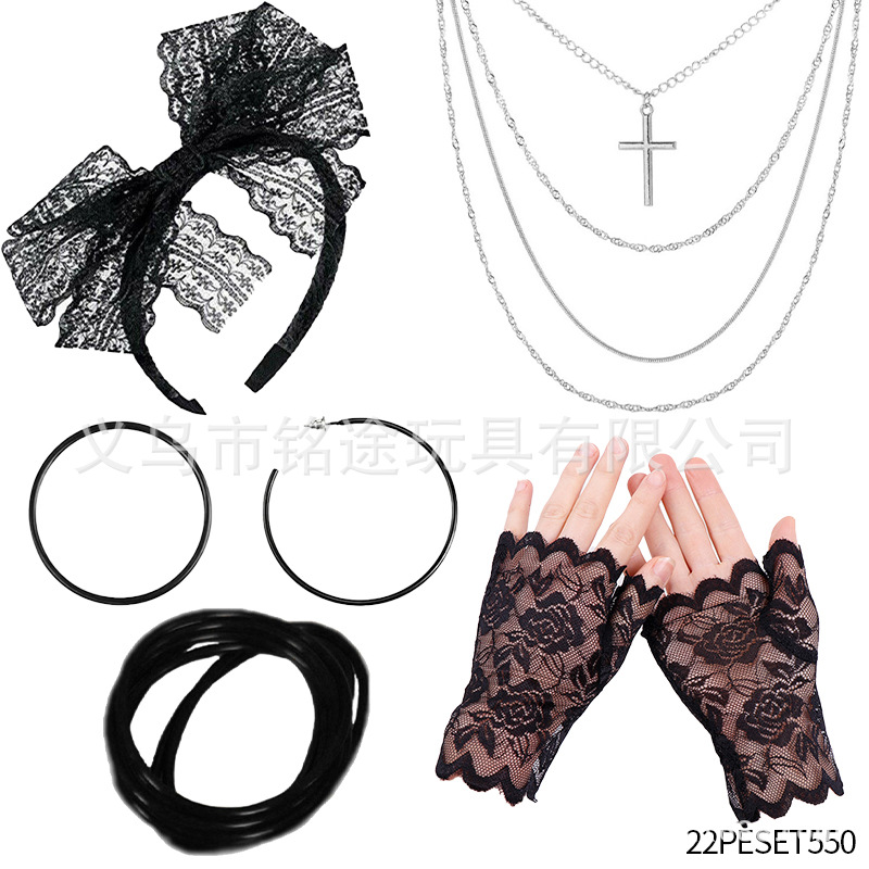 1980s rave fiesta fiesta vestido 80s collar diadema guantes rodilleras brazaletes traje de fiesta