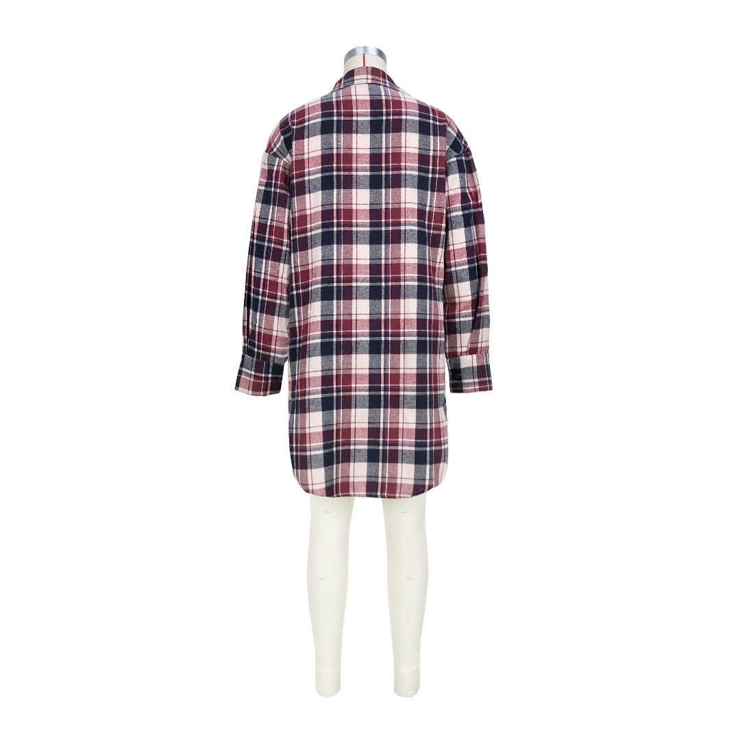 Women Clothing Comfortable Cotton Plaid Coat Shirt Dress 24 Women Clothing Comfortable Cotton Plaid Coat Shirt Dress