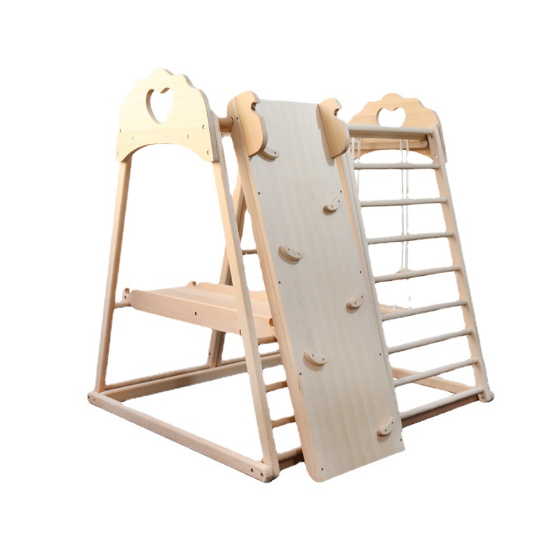 Diapositiva de madera interior swing escalada en roca combinación hogar pequeño juego paraíso Amazon Marco de escalada de madera maciza para niños
