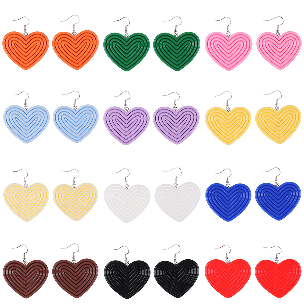 1 Pair Casual Simple Style Heart Shape Plastic Earrings display picture 1