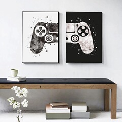 Modern Creative Black and White Striped Gaming Machine, Living Room Bedroom Game Room Decor Canvas Print, Framed and Unframed Painting Core