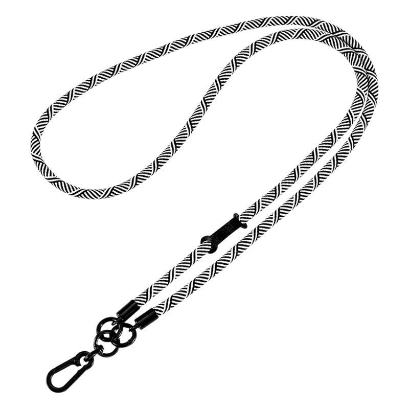 Correa de cuello cruzada portátil antipérdida para teléfono, de poliéster tejido de 8 mm de grosor, con parche antipérdida para dispositivos.