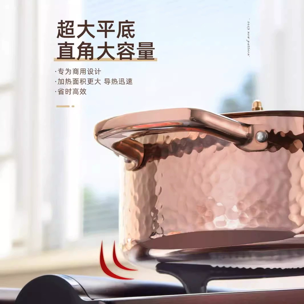 304 火 Shabao hot pot household induction cooker special three -layer steel handmade hammer printing pot soup shabu -shabu -shabu commercial hot pot pot
