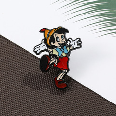 Bestselling Cross-Border Cartoon Puppet Metal Badges Pinocchio Fashion Alloy Enamel Brooch Wholesale